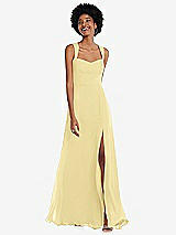 Front View Thumbnail - Pale Yellow Contoured Wide Strap Sweetheart Maxi Dress