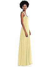 Side View Thumbnail - Pale Yellow Contoured Wide Strap Sweetheart Maxi Dress