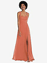 Front View Thumbnail - Terracotta Copper Contoured Wide Strap Sweetheart Maxi Dress