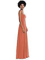 Side View Thumbnail - Terracotta Copper Contoured Wide Strap Sweetheart Maxi Dress