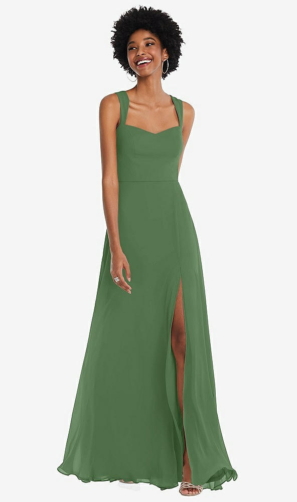 Front View - Vineyard Green Contoured Wide Strap Sweetheart Maxi Dress