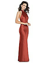 Side View Thumbnail - Amber Sunset Scarf Tie High-Neck Halter Maxi Slip Dress