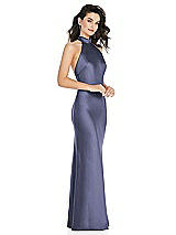 Side View Thumbnail - French Blue Scarf Tie High-Neck Halter Maxi Slip Dress