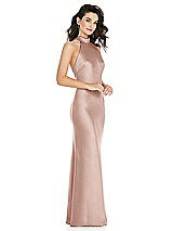 Side View Thumbnail - Toasted Sugar Scarf Tie High-Neck Halter Maxi Slip Dress