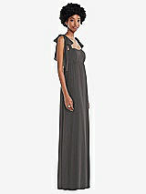 Side View Thumbnail - Caviar Gray Convertible Tie-Shoulder Empire Waist Maxi Dress