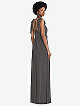 Rear View Thumbnail - Caviar Gray Convertible Tie-Shoulder Empire Waist Maxi Dress