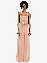 Alt View 1 Thumbnail - Pale Peach Convertible Tie-Shoulder Empire Waist Maxi Dress