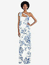Alt View 2 Thumbnail - Cottage Rose Dusk Blue Convertible Tie-Shoulder Empire Waist Maxi Dress