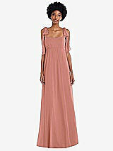 Front View Thumbnail - Desert Rose Convertible Tie-Shoulder Empire Waist Maxi Dress