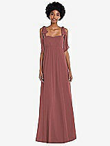 Front View Thumbnail - English Rose Convertible Tie-Shoulder Empire Waist Maxi Dress