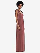 Side View Thumbnail - English Rose Convertible Tie-Shoulder Empire Waist Maxi Dress