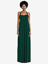 Alt View 4 Thumbnail - Hunter Green Convertible Tie-Shoulder Empire Waist Maxi Dress