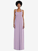 Alt View 4 Thumbnail - Pale Purple Convertible Tie-Shoulder Empire Waist Maxi Dress