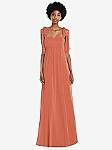 Front View Thumbnail - Terracotta Copper Convertible Tie-Shoulder Empire Waist Maxi Dress