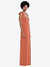 Side View Thumbnail - Terracotta Copper Convertible Tie-Shoulder Empire Waist Maxi Dress