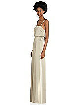 Side View Thumbnail - Champagne Low Tie-Back Maxi Dress with Adjustable Skinny Straps