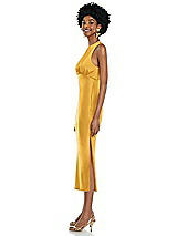 Side View Thumbnail - NYC Yellow Jewel Neck Sleeveless Midi Dress with Bias Skirt