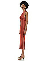 Side View Thumbnail - Amber Sunset Jewel Neck Sleeveless Midi Dress with Bias Skirt