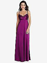 Front View Thumbnail - Persian Plum Cowl-Neck Empire Waist Maxi Dress with Adjustable Straps