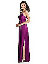 Side View Thumbnail - Persian Plum Cowl-Neck Empire Waist Maxi Dress with Adjustable Straps