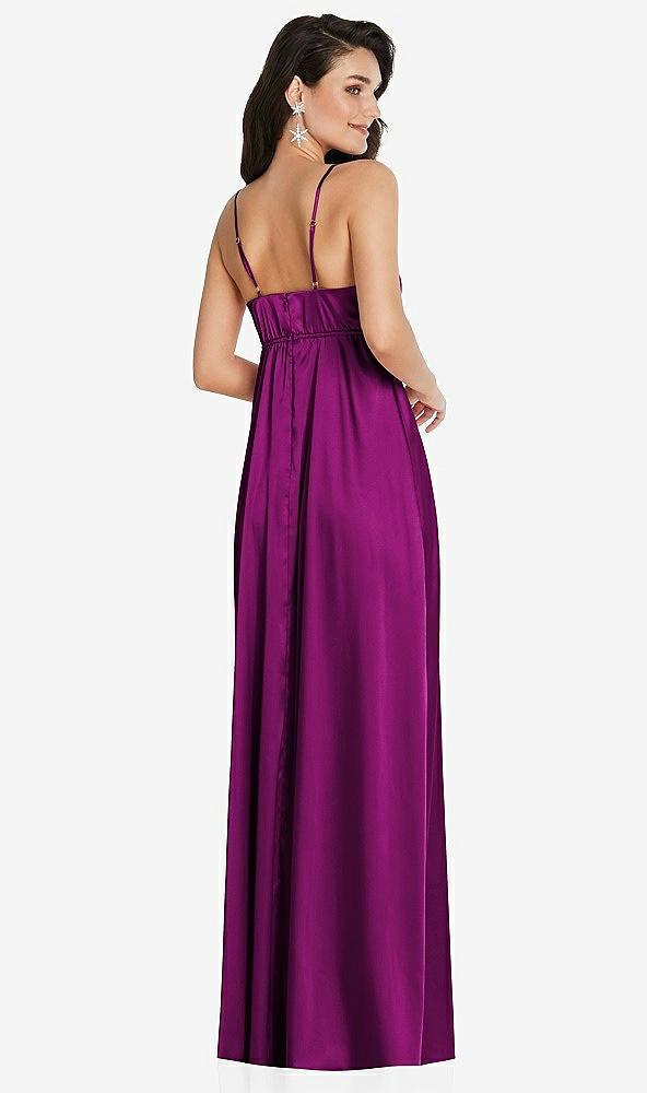 Back View - Persian Plum Cowl-Neck Empire Waist Maxi Dress with Adjustable Straps
