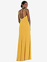 Rear View Thumbnail - NYC Yellow Criss Cross Halter Princess Line Trumpet Gown