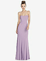 Front View Thumbnail - Pale Purple Strapless Princess Line Crepe Mermaid Gown