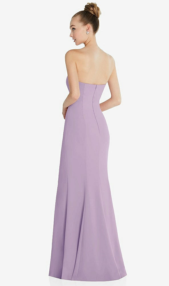 Back View - Pale Purple Strapless Princess Line Crepe Mermaid Gown