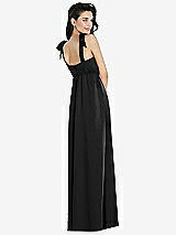 Rear View Thumbnail - Black Flat Tie-Shoulder Empire Waist Maxi Dress with Front Slit