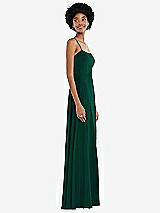 Side View Thumbnail - Hunter Green Scoop Neck Convertible Tie-Strap Maxi Dress with Front Slit