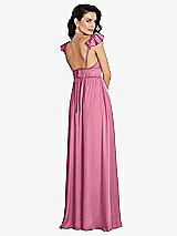 Rear View Thumbnail - Orchid Pink Deep V-Neck Ruffle Cap Sleeve Maxi Dress with Convertible Straps