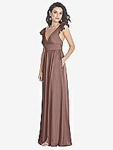 Side View Thumbnail - Sienna Deep V-Neck Ruffle Cap Sleeve Maxi Dress with Convertible Straps