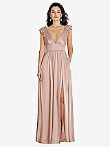 Front View Thumbnail - Toasted Sugar Deep V-Neck Ruffle Cap Sleeve Maxi Dress with Convertible Straps