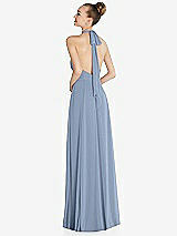 Rear View Thumbnail - Cloudy Halter Backless Maxi Dress with Crystal Button Ruffle Placket
