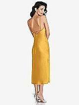 Rear View Thumbnail - NYC Yellow Open-Back Convertible Strap Midi Bias Slip Dress