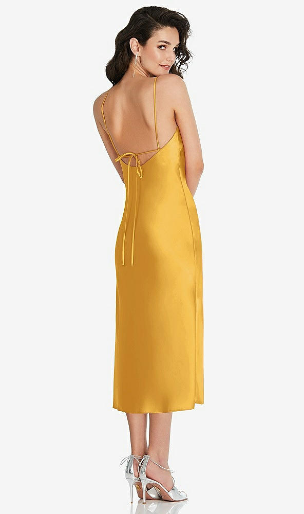 Back View - NYC Yellow Open-Back Convertible Strap Midi Bias Slip Dress