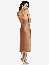 Rear View Thumbnail - Toffee Open-Back Convertible Strap Midi Bias Slip Dress