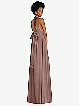 Rear View Thumbnail - Sienna Stand Collar Cutout Tie Back Maxi Dress with Front Slit