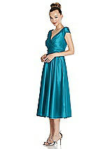 Side View Thumbnail - Oasis Cap Sleeve Faux Wrap Satin Midi Dress with Pockets
