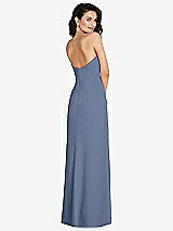 Rear View Thumbnail - Larkspur Blue Strapless Scoop Back Maxi Dress with Front Slit