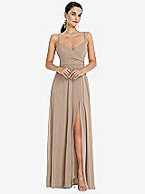 Front View Thumbnail - Topaz Adjustable Strap Wrap Bodice Maxi Dress with Front Slit 