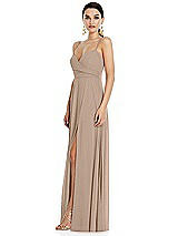 Side View Thumbnail - Topaz Adjustable Strap Wrap Bodice Maxi Dress with Front Slit 