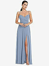 Front View Thumbnail - Cloudy Adjustable Strap Wrap Bodice Maxi Dress with Front Slit 
