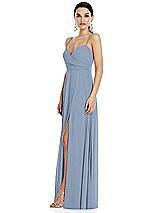 Side View Thumbnail - Cloudy Adjustable Strap Wrap Bodice Maxi Dress with Front Slit 