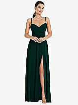 Front View Thumbnail - Evergreen Adjustable Strap Wrap Bodice Maxi Dress with Front Slit 