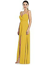 Side View Thumbnail - Marigold Adjustable Strap Wrap Bodice Maxi Dress with Front Slit 