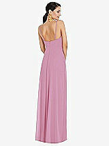 Rear View Thumbnail - Powder Pink Adjustable Strap Wrap Bodice Maxi Dress with Front Slit 