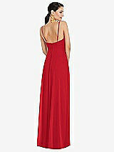 Rear View Thumbnail - Parisian Red Adjustable Strap Wrap Bodice Maxi Dress with Front Slit 