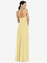 Rear View Thumbnail - Pale Yellow Adjustable Strap Wrap Bodice Maxi Dress with Front Slit 