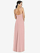 Rear View Thumbnail - Rose - PANTONE Rose Quartz Adjustable Strap Wrap Bodice Maxi Dress with Front Slit 